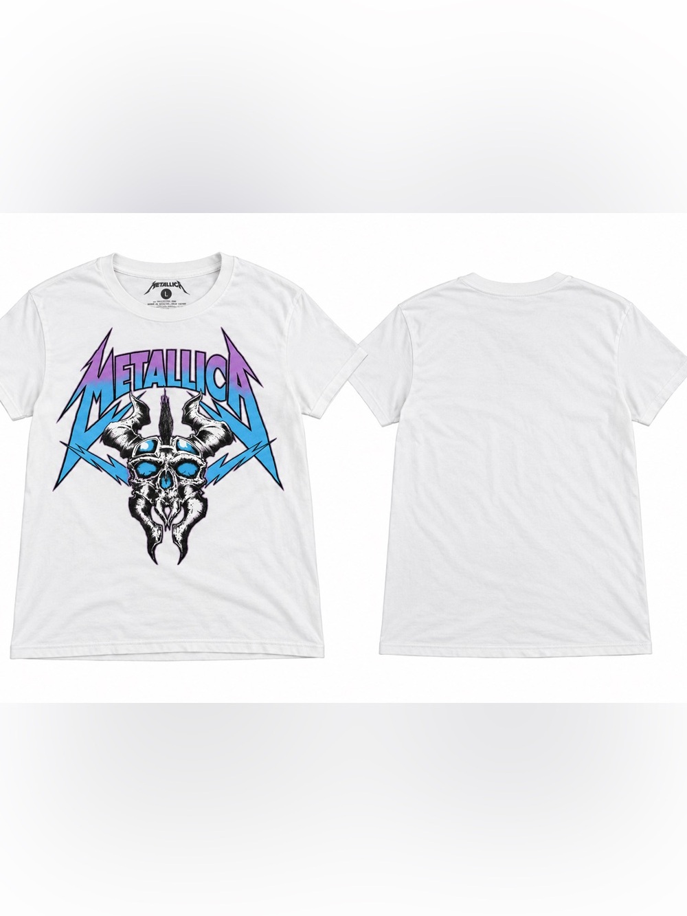 Metallica Skull Graphic T-Shirt White Men’s Large Licensed Band Tee